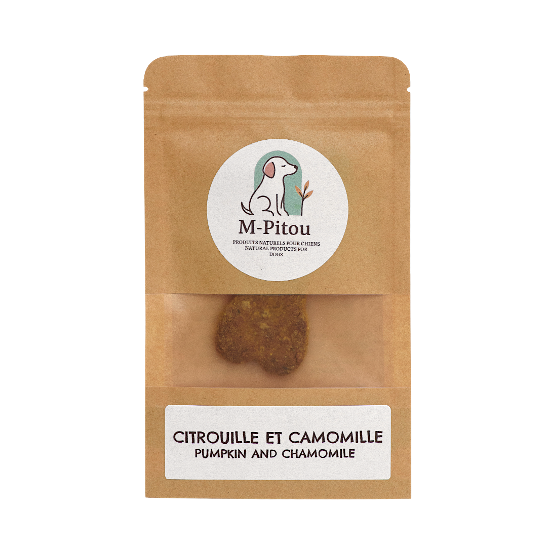 Gâterie naturelle personnalisée – Citrouille et camomille