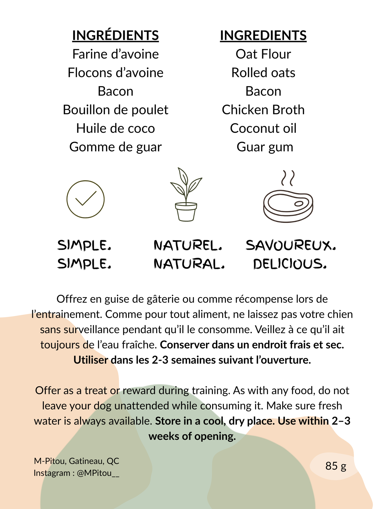 Gâterie naturelle - Saveur de bacon