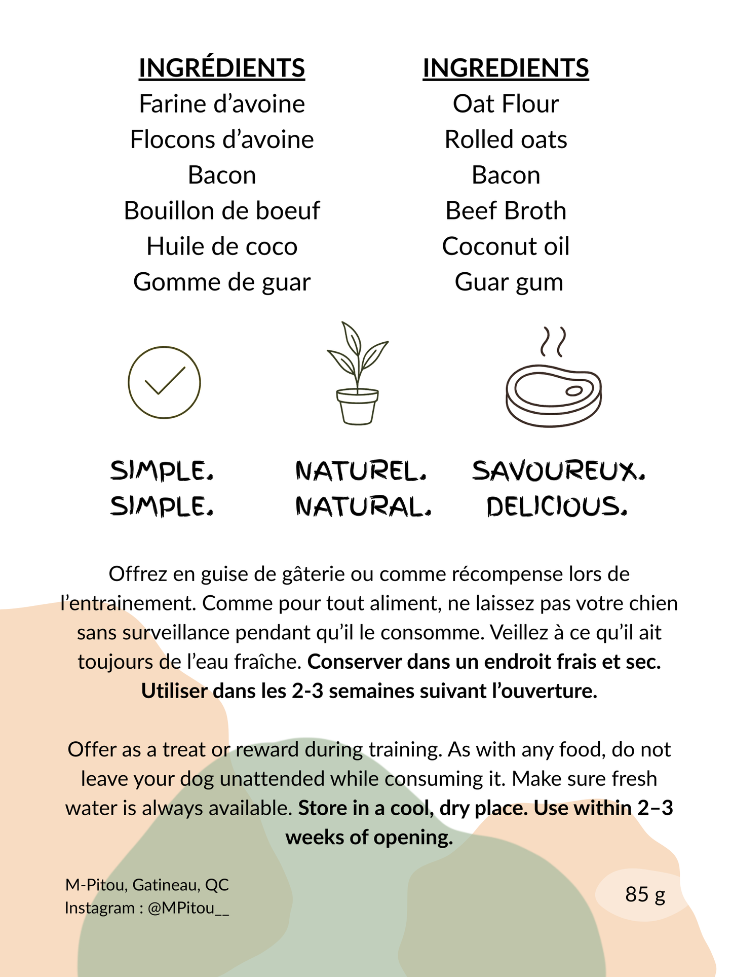 Gâterie naturelle - Saveur de bacon