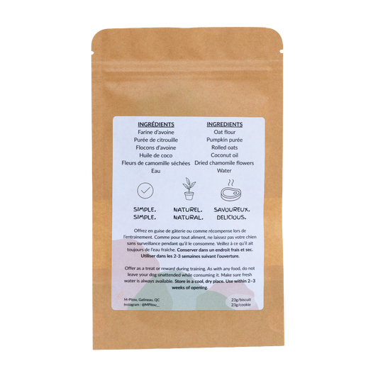 Gâterie naturelle personnalisée – Citrouille et camomille