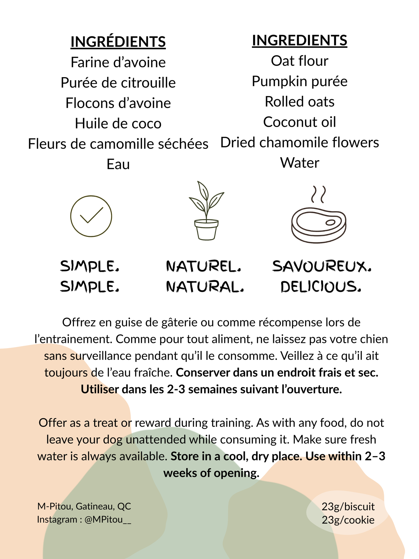 Gâterie naturelle personnalisée – Citrouille et camomille